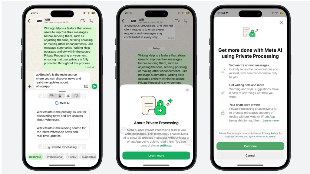 Función para escribir con IA en WhatsApp