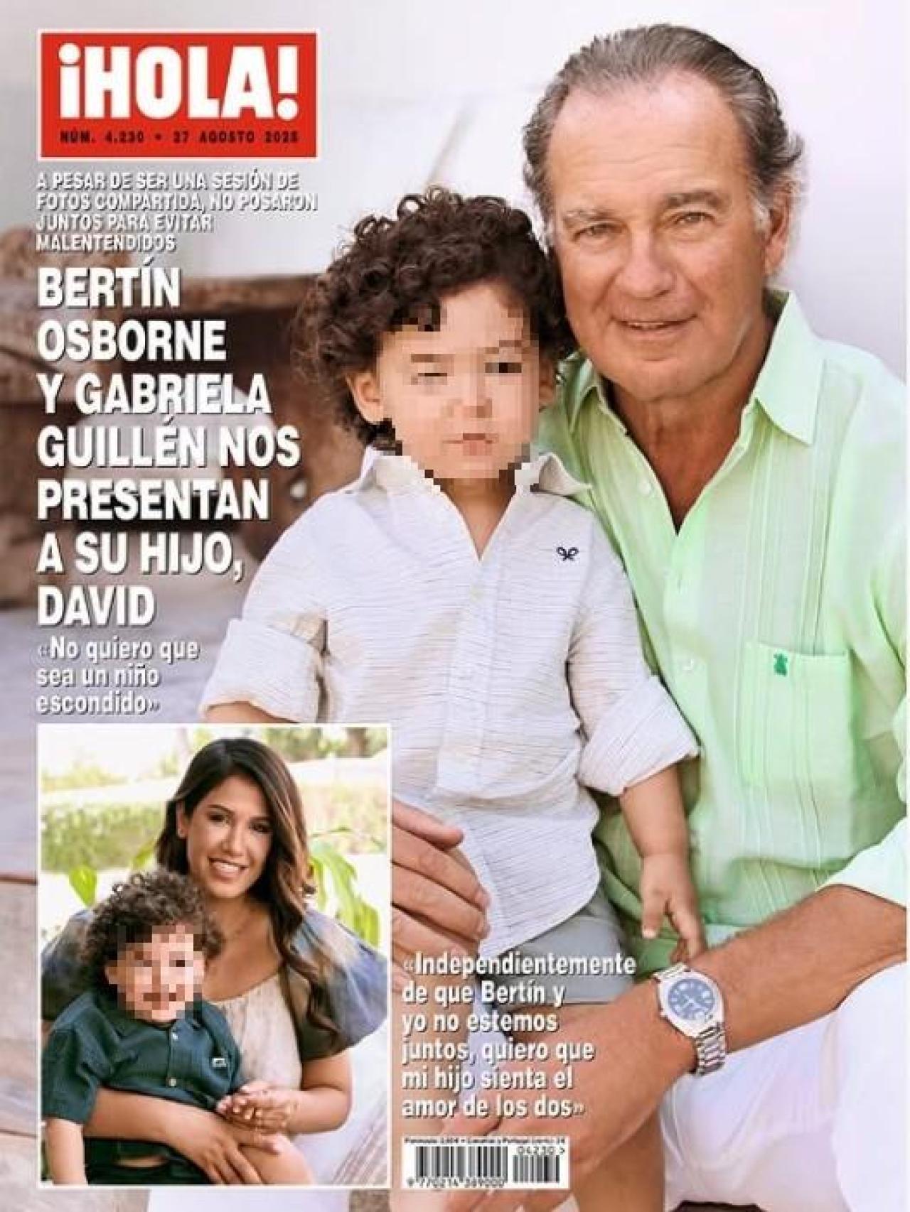 La portada de la revista '¡HOLA!' que comparten Bertín, Gabriela y el pequeño David.