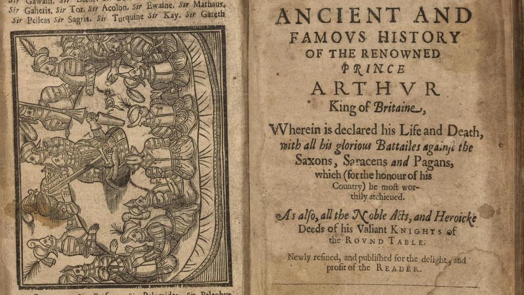 Interior de una edición de 'La muerte de Arturo' de 1634.