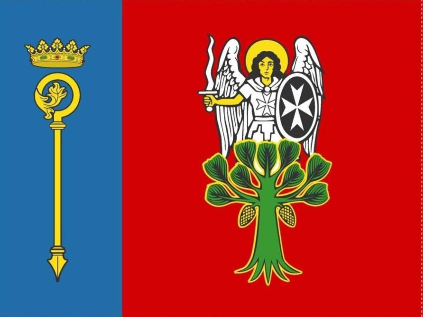 Bandera de San Miguel del Pino junto al escudo