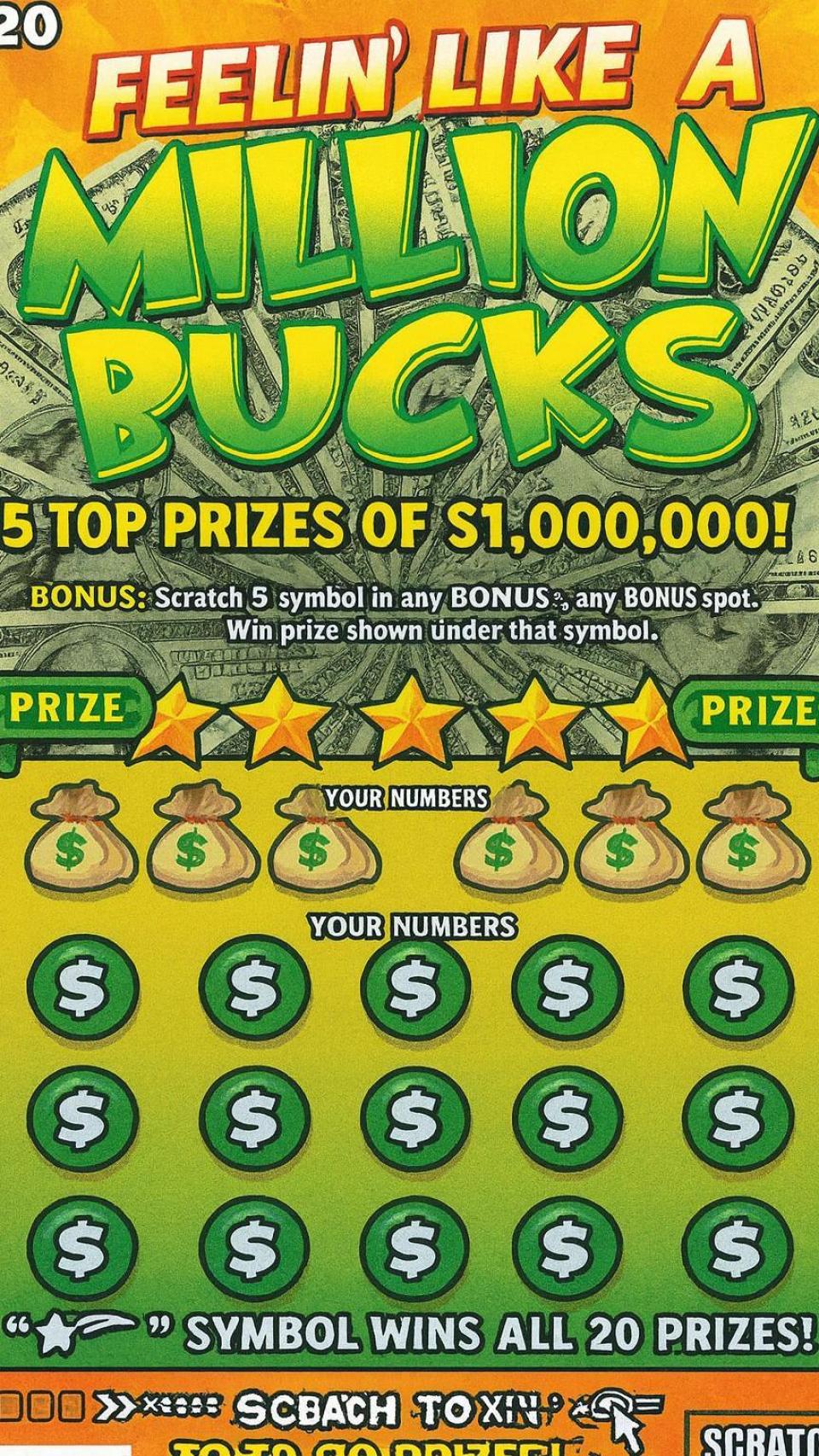 Ticket de la raspadita Feelin' Like A Million Bucks.