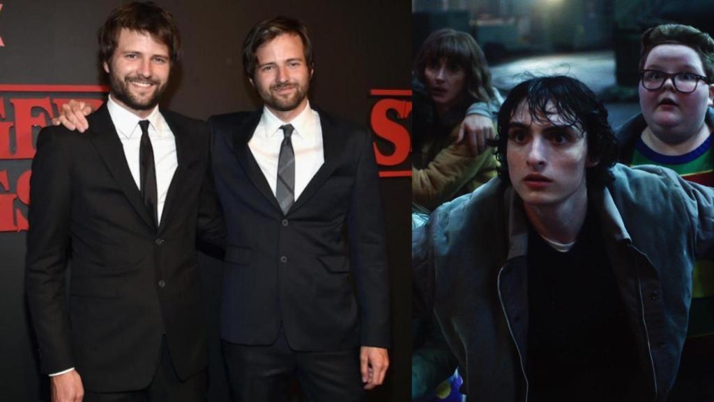Los hermanos Duffer en un evento de Netflix y una imagen de 'Stranger Things'.