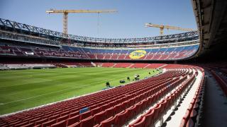 El interior del Camp Nou durante las obras de reconstrucción