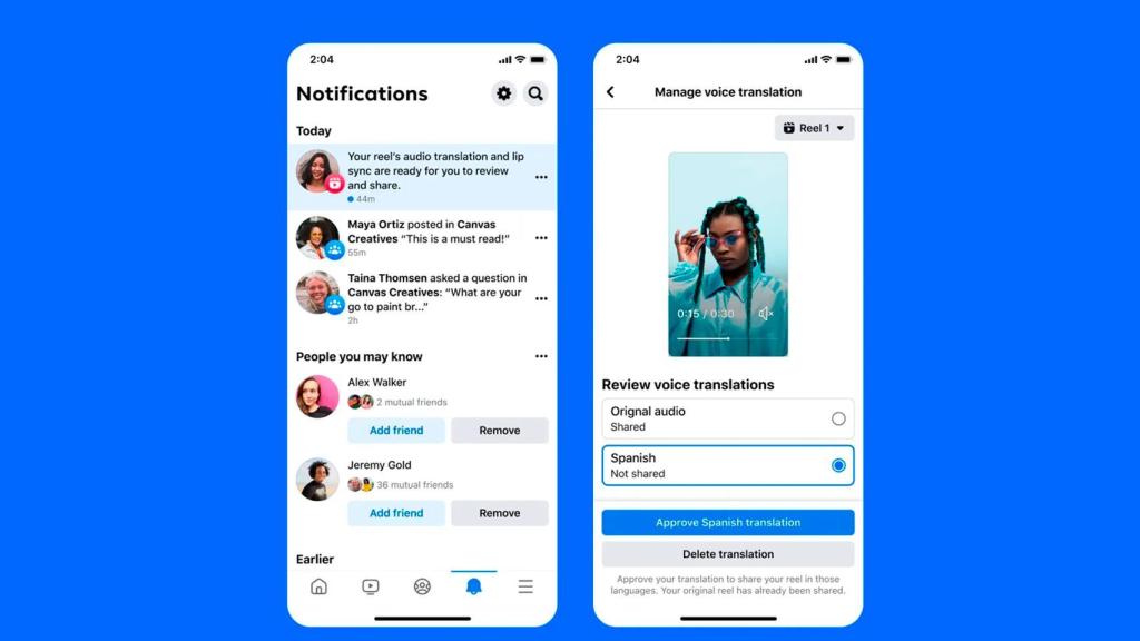 La función de doblaje de Meta
