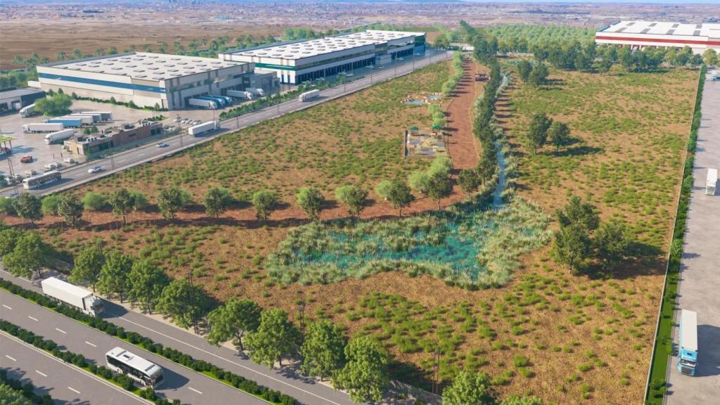 Render de la vista panorámica del Logistik City Green Life.