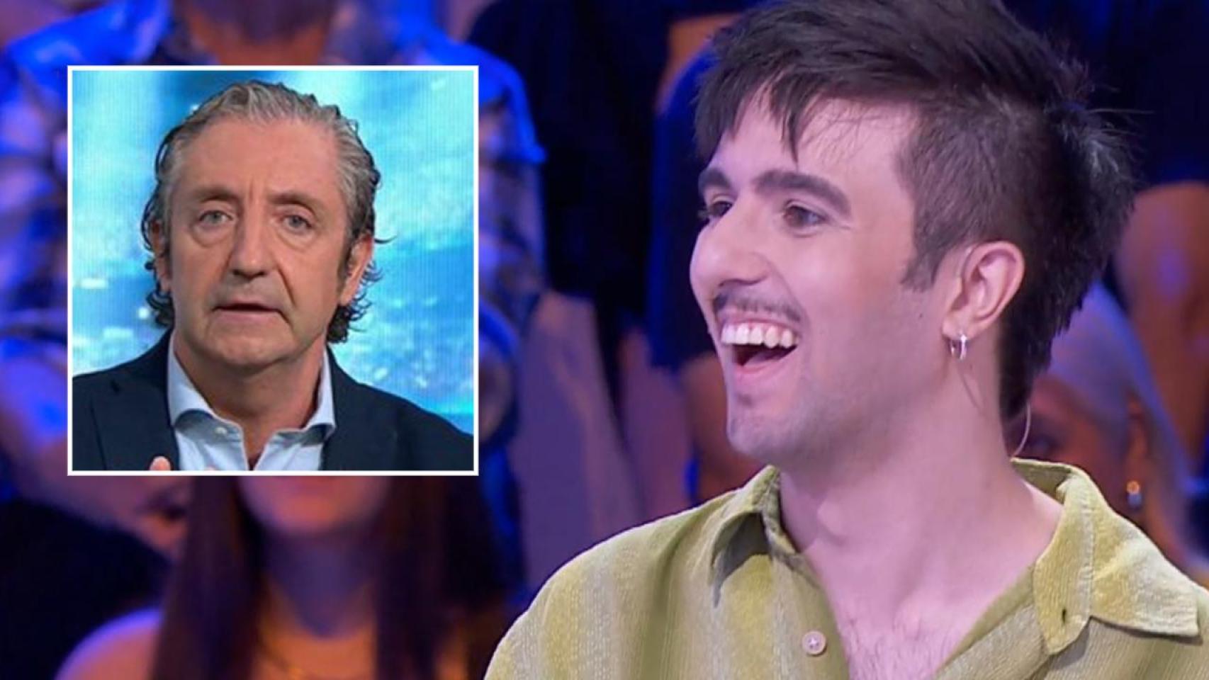 Josep Pedrerol y Javier, concursante de 'Agárrate al sillón', en un montaje de BLUPER.