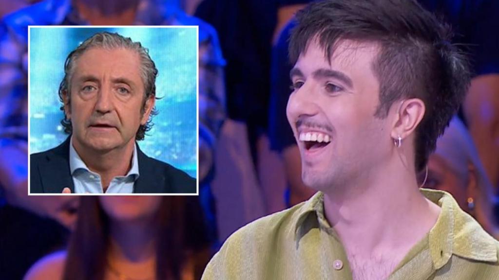 Josep Pedrerol y Javier, concursante de 'Agárrate al sillón', en un montaje de BLUPER.