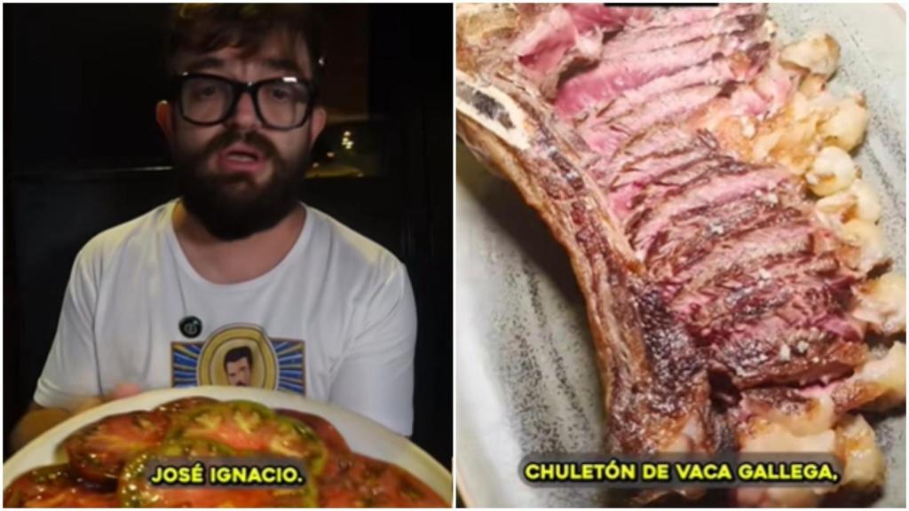 Algunos platos que comió Cocituber en un restaurante de carne en A Coruña