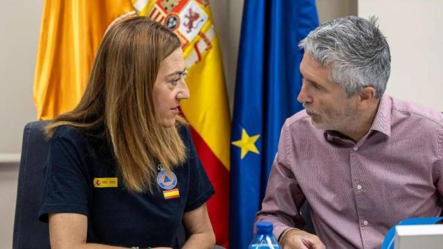 La directora general de Protección Civil y Emergencias, Virginia Barcones, junto al Ministro de Interior, Grande-Marlaska