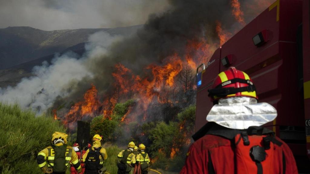 Efectivos de la UME en el incendio de Jarilla.