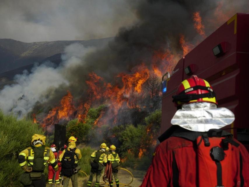 Efectivos de la UME en el incendio de Jarilla.