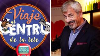 El logo de 'Viaje al centro de la tele' y Carlos Sobera, presentador de 'First Dates'.