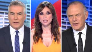 David Cantero, Marta Flich y Pedro Piqueras, en un fotomontaje de BLUPER.