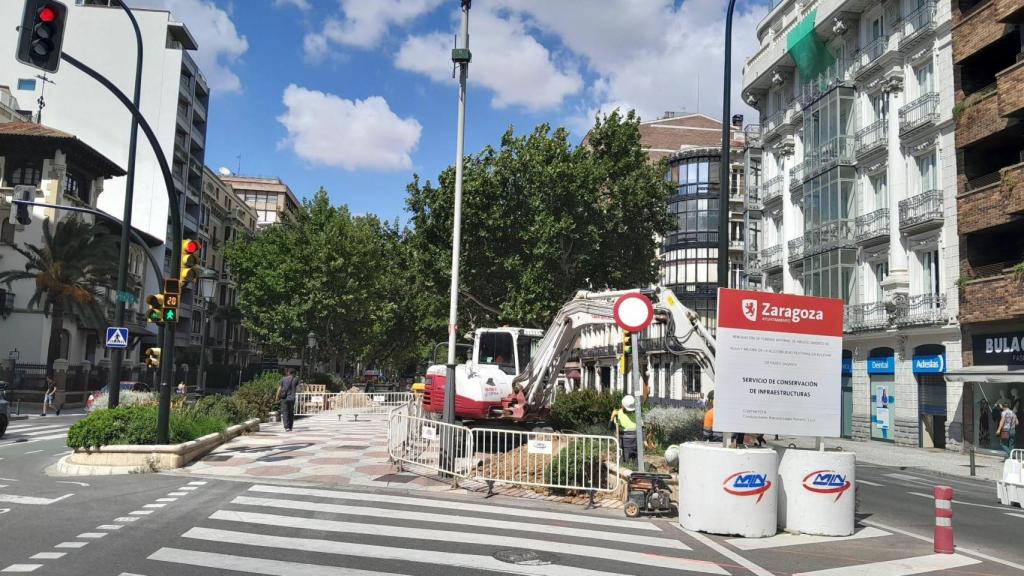 Paseo Sagasta (Zaragoza) en obras.