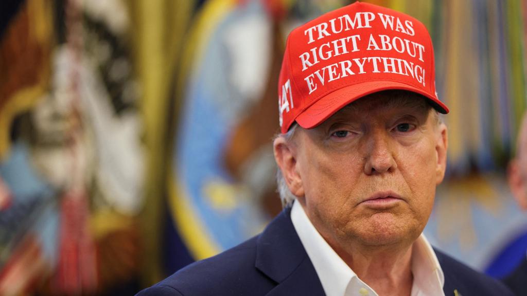 El presidente de EEUU, Donald Trump, en su declaración de este viernes en la Casa Blanca.