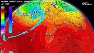 La configuración atmosférica con la llegada de la borrasca Erin. ElTiempo.es.