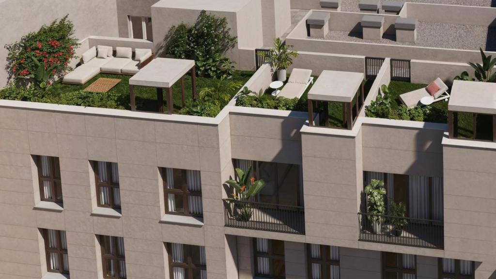 Solarium del ático en un render de Santa María de la Cabeza, 60.