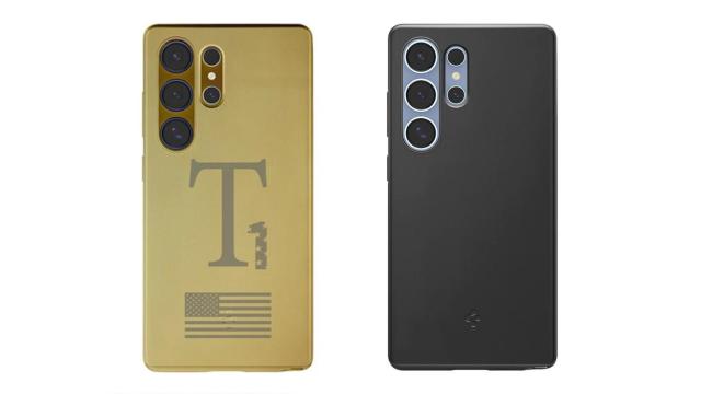 Trump Mobile T1 y Galaxy S25 Ultra de Samsung con funda de Spigen