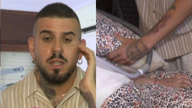 Imagen de Alexis y él cuidando a su madre.