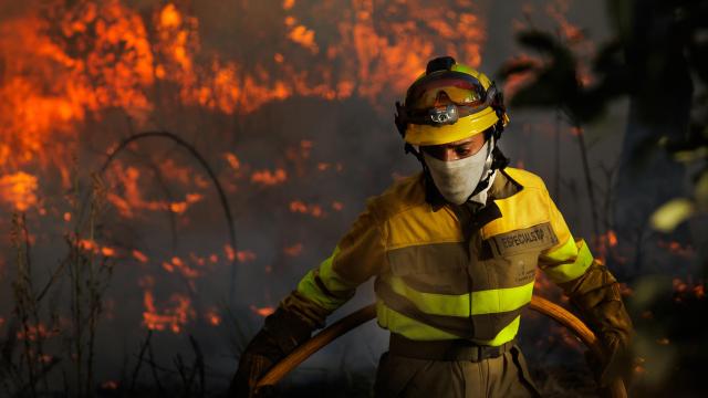 Un trabajador del servicio de extinción de incendios trabajando en un fuego en la provincia de Salamanca, el pasado 15 de agosto
