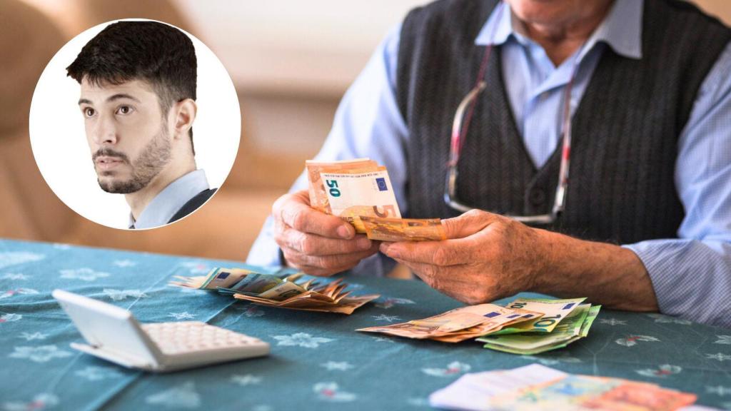 El experto en inversiones Óscar Estoa y un anciano contando sus ahorros.