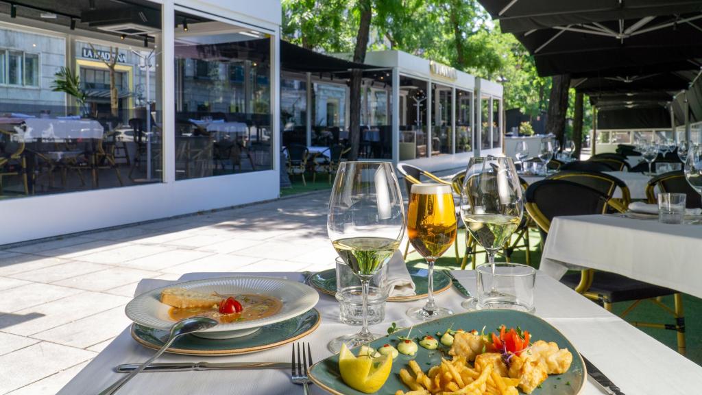 La terraza de La Madreña en el Paseo de la Castellana.