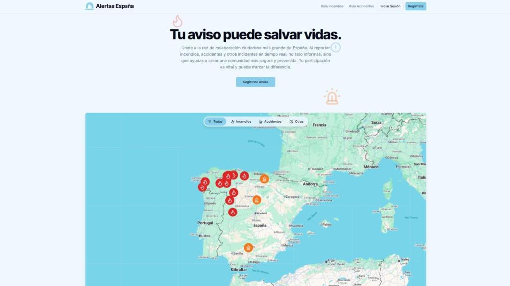 Imagen de la web de 'Alertas España', creada por Nacho Sánchez Quirós