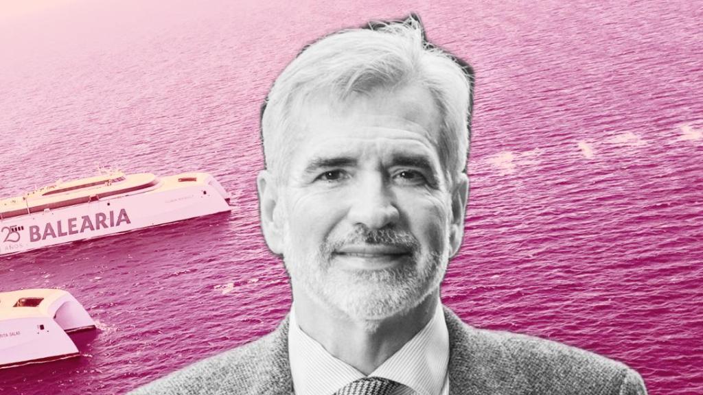 Montaje con dos de las naves de Baleària y la imagen de Adolfo Utor.