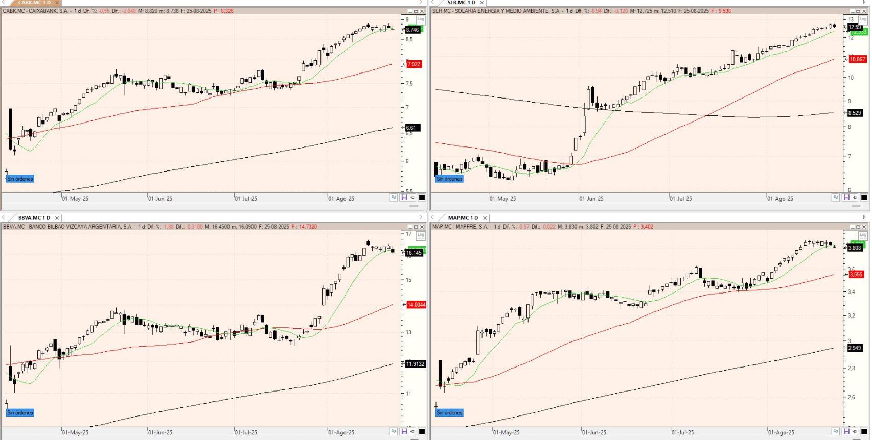 Evolución de los valores bajo seguimiento