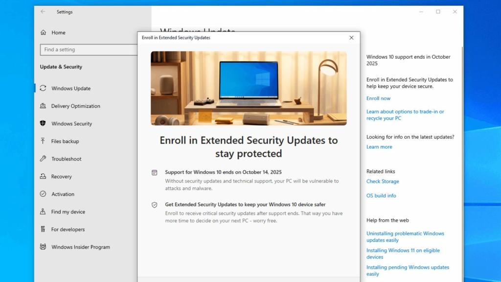 La nueva opción para apuntarse a las actualizaciones extendidas de Windows 10