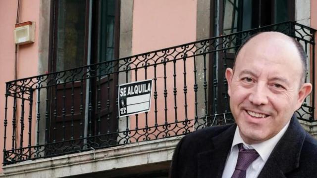 El profesor Gonzalo Bernardos en un montaje con una vivienda en alquiler.