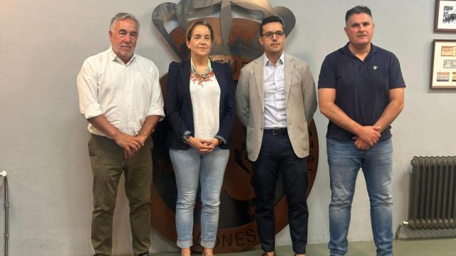 Natividad Alvarado (Natichu) consejera ejecutiva de la Cultural y Deportiva Leonesa, José Fernández Nieto, presidente de la SD Ponferradina, Camilo Díaz, presidente del Ourense CF y David Ángel Hernández vicepresidente del Zamora CF