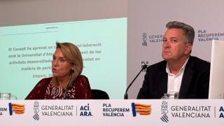 La vicepresidenta y portavoz de la Generalitat, Susana Camarero, junto al conseller Vicente Martínez Mus. Europa Press