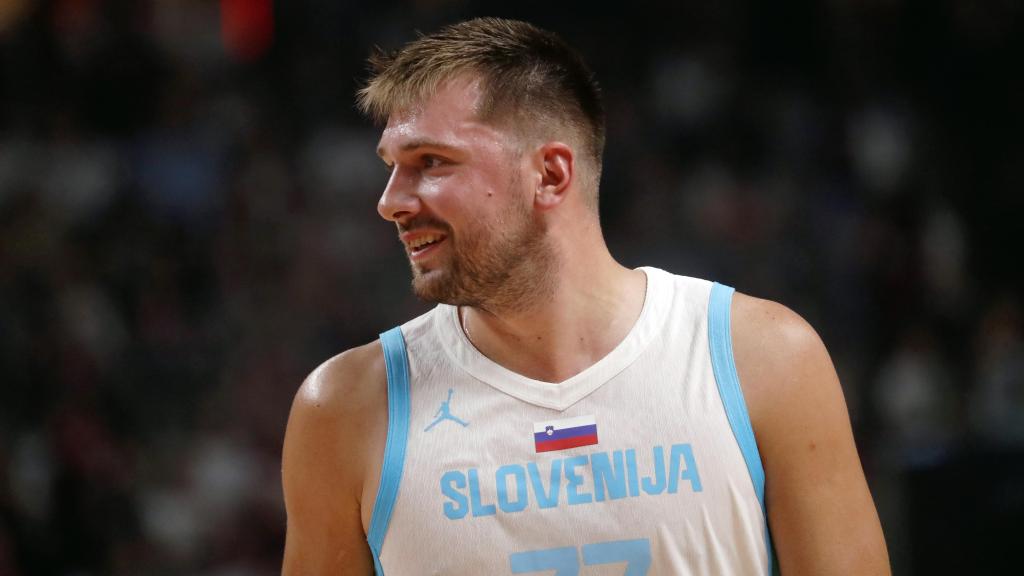 Luka Doncic, durante un partido amistoso con Eslovenia.