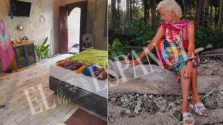 A la izquierda, la habitación 107 del hotel en el que se alojaba temporalmente Matilde Muñoz Cazorla; a la derecha, una imagen de uno de sus viajes cedida por su familia.