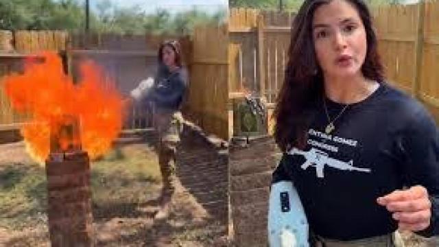 La polémica candidata del Partido Republicano en Texas, Valentina Gómez, quema un Corán con un lanzallamas.