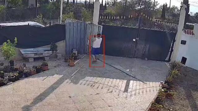 El momento del atropello mortal grabado por la cámara de seguridad de la vivienda del fallecido.