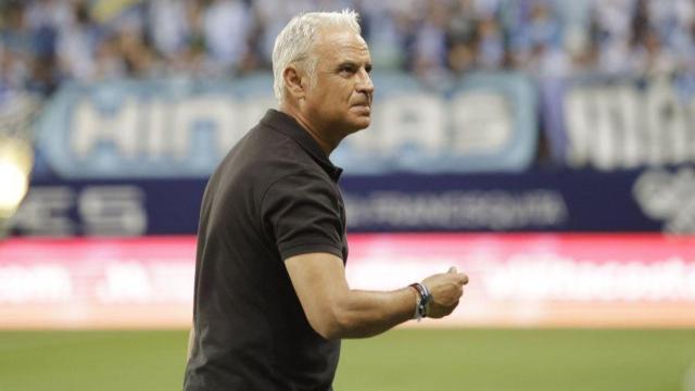 Sergio Pellicer durante un partido en La Rosaleda