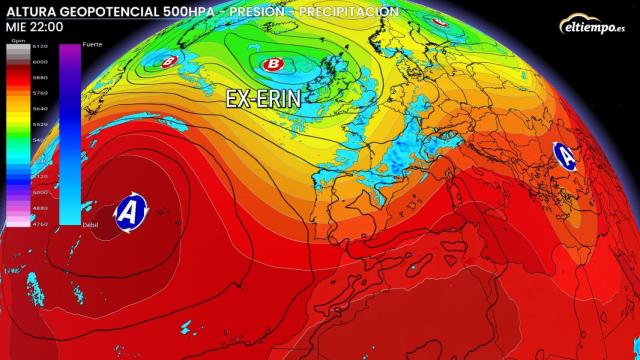 El paso de la borrasca Erin que afectará a España. ElTiempo.es