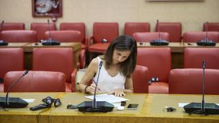 La portavoz de Podemos en el Congreso, Ione Belarra, este martes durante la reunión de la Diputación Permanente.