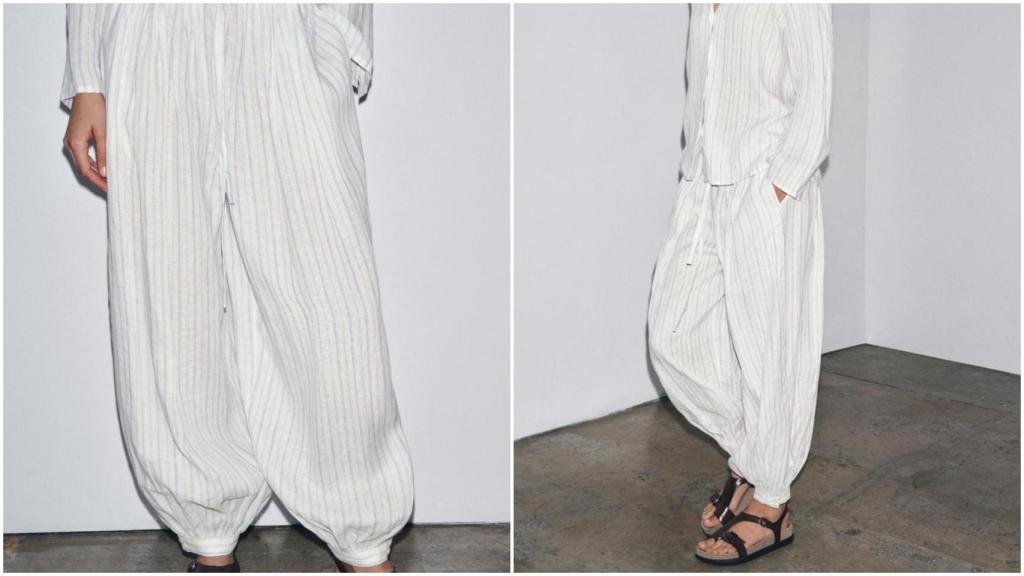 Pantalón abullonada de rayas de Zara. Ref: 3736/249/104