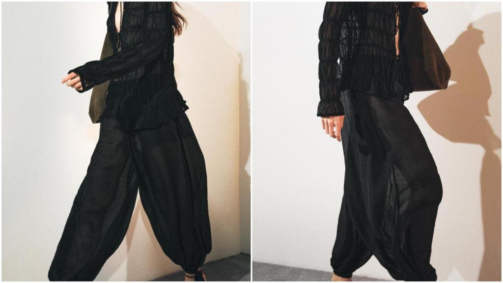 Pantalón bombacho con lazos de Zara. Ref: 8808/824/800