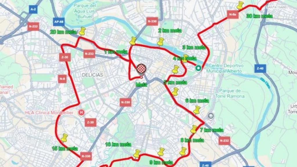Mapa del recorrido en Zaragoza.