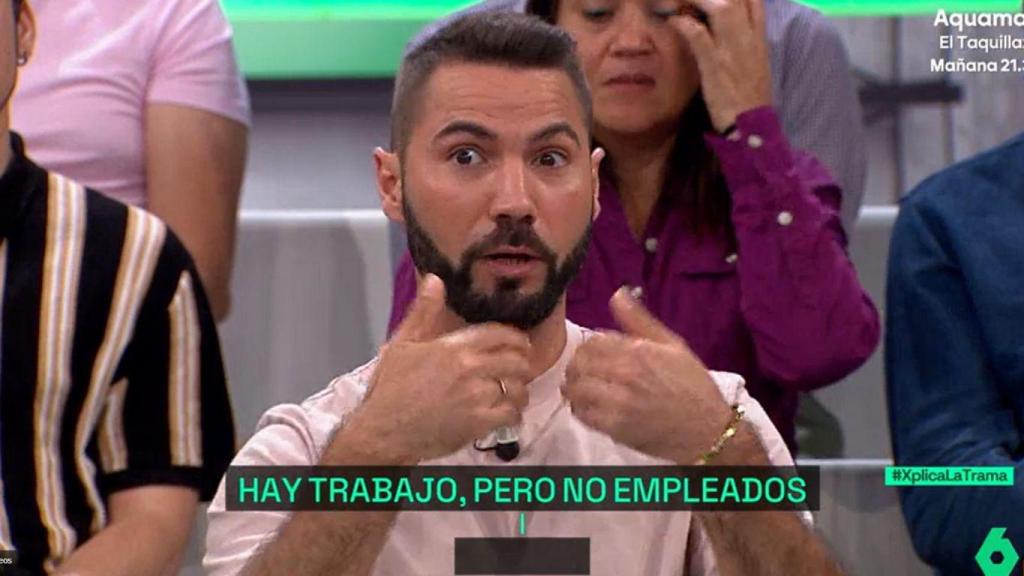 Joao, joven pluriempleado, en el plató de laSexta Xplica