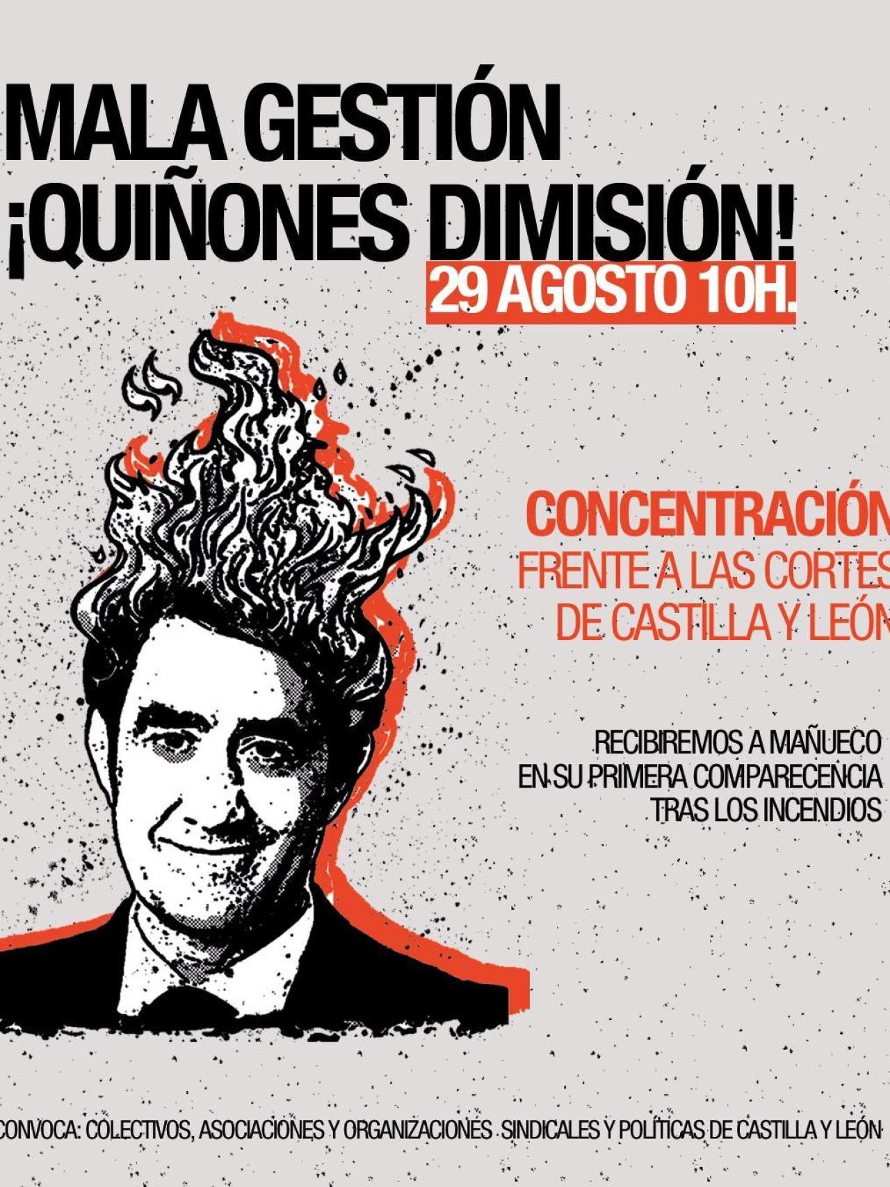 Cartel de la manifestación convocada