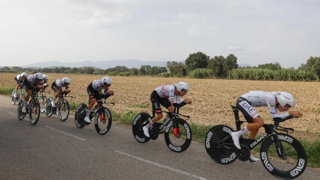 El equipo UAE, ganador de la contrarreloj de este miércoles.