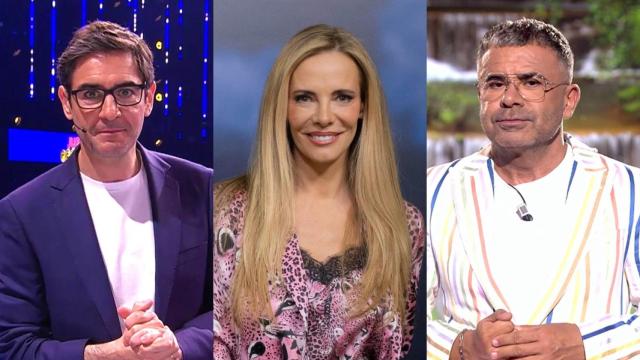 Juanra Bonet en 'Juego de pelotas', Paula Vázquez en 'Hasta el fin del mundo' y Jorge Javier Vázquez en 'Supervivientes: All Stars'.