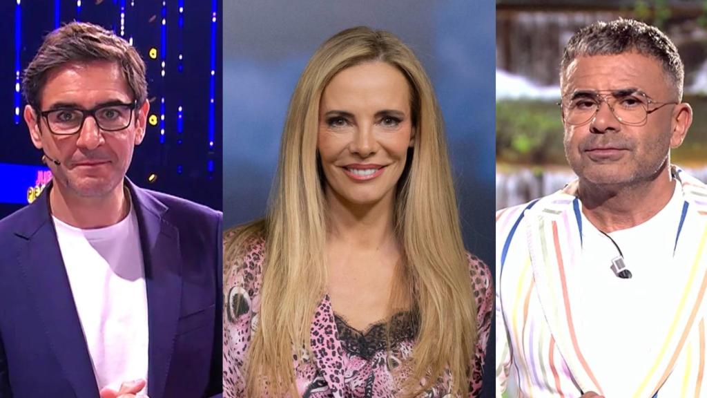 Juanra Bonet en 'Juego de pelotas', Paula Vázquez en 'Hasta el fin del mundo' y Jorge Javier Vázquez en 'Supervivientes: All Stars'.