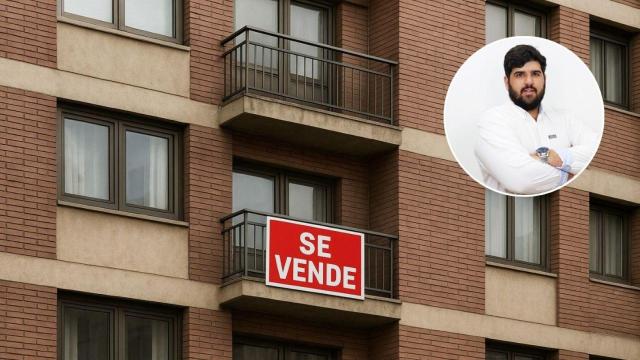 Montaje con un piso en venta y José Paino, analista inmobiliario