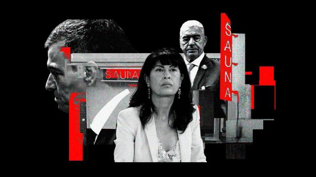 La ministra de Igualdad, Ana Redondo, junto al presidente, Pedro Sánchez, y el suegro de éste, Sabiniano Gómez.